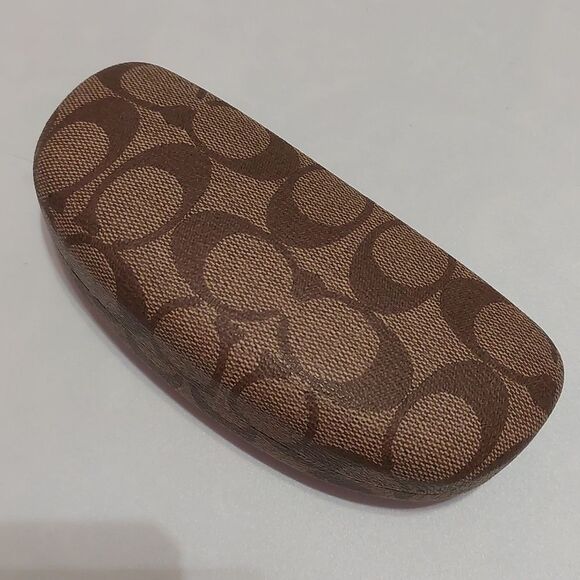 Coach Signature Brown Tan Sunglasses Clam Shell Hard Case - Picture 2 of 8